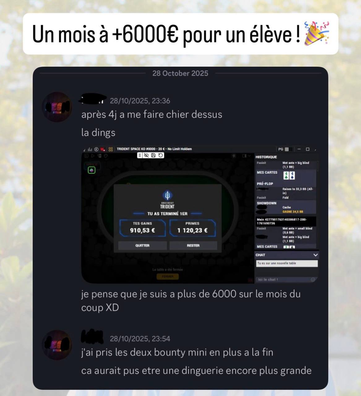 Résultat d'un élève SpinPro